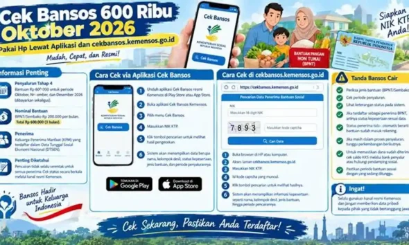 cek bantuan sosial 600 ribu oktober 2026 menggunak